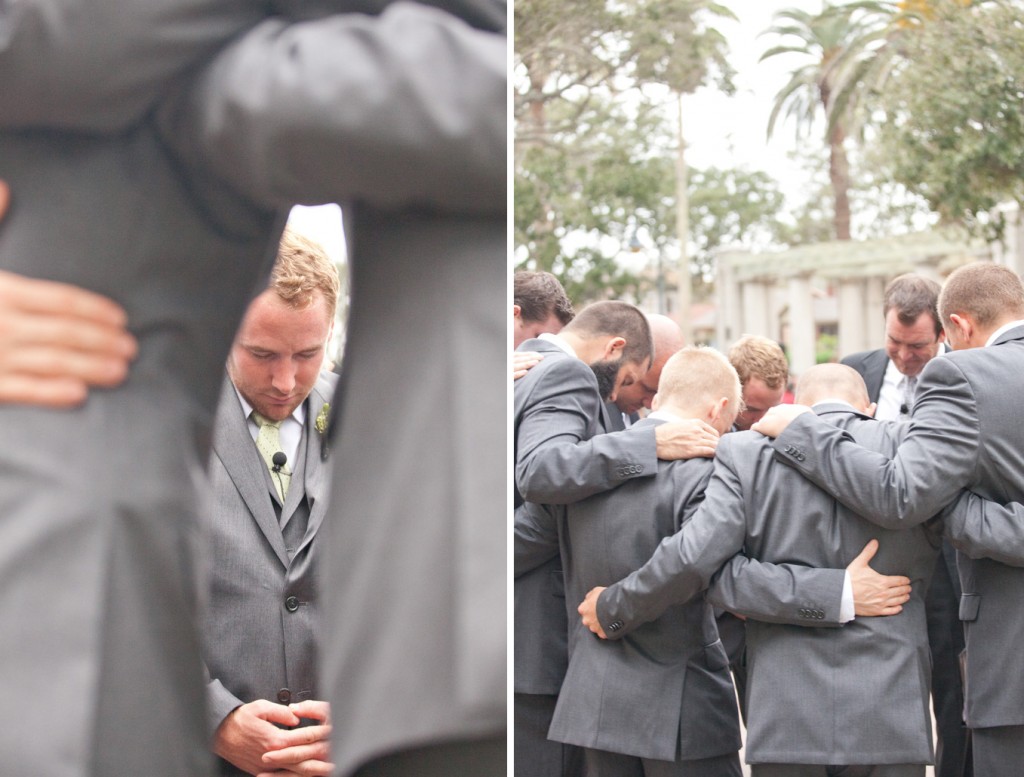praying groomsmen